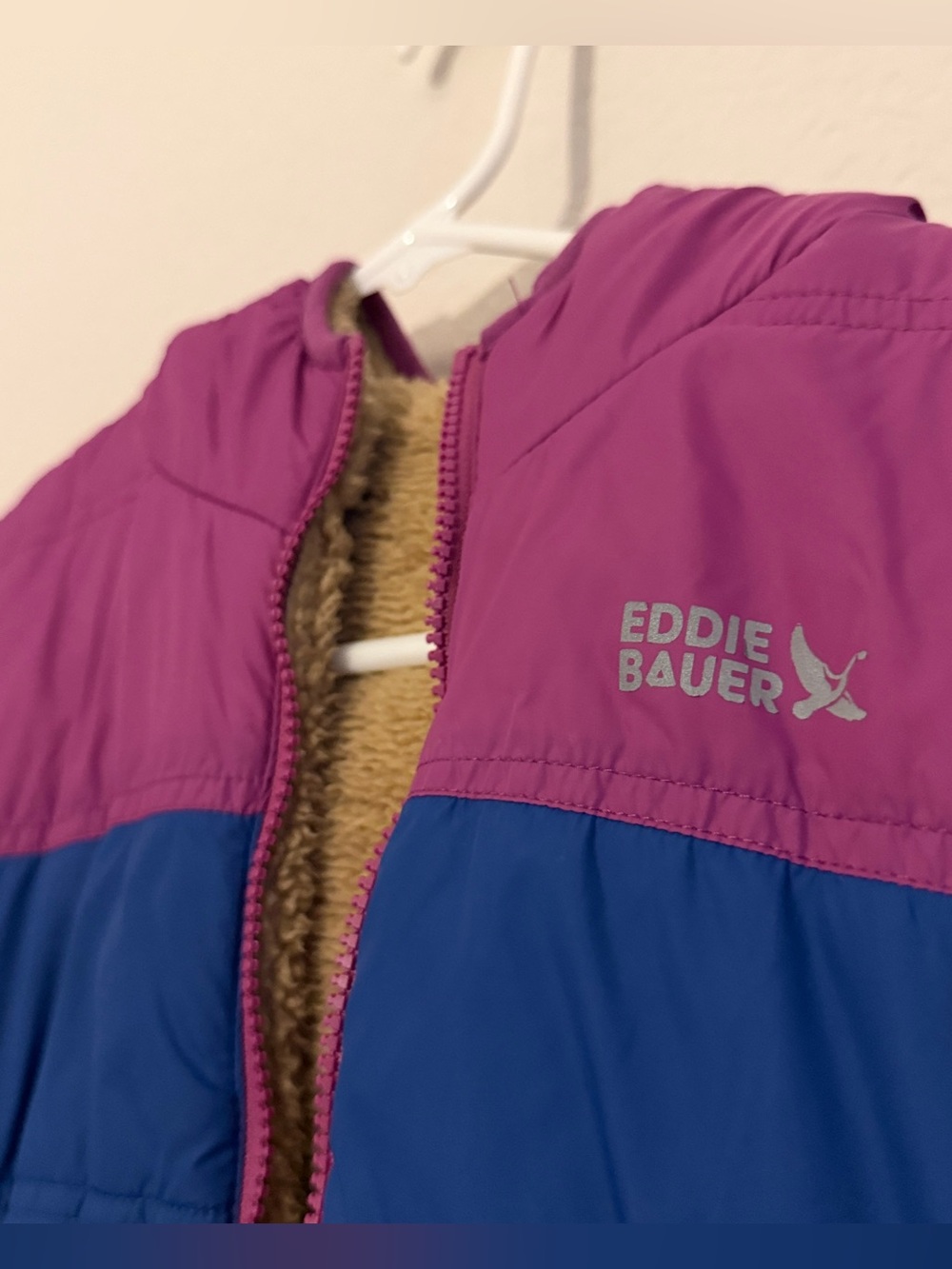 Eddie Bauer Kids Blue & Pink Reversible Puffer Jacket with Hood
